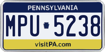 PA license plate MPU5238