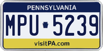 PA license plate MPU5239