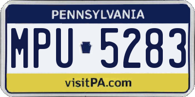 PA license plate MPU5283
