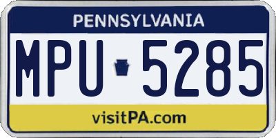 PA license plate MPU5285