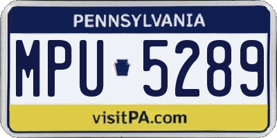PA license plate MPU5289