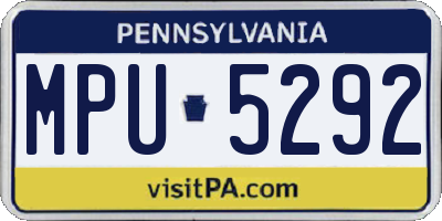 PA license plate MPU5292