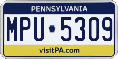 PA license plate MPU5309