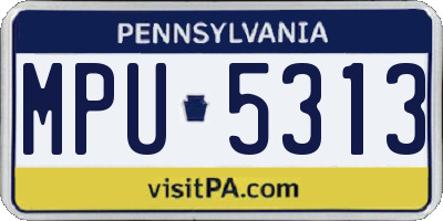 PA license plate MPU5313