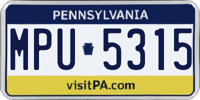 PA license plate MPU5315