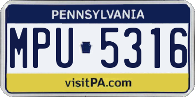 PA license plate MPU5316