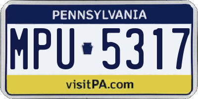PA license plate MPU5317