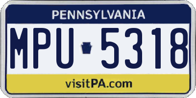 PA license plate MPU5318