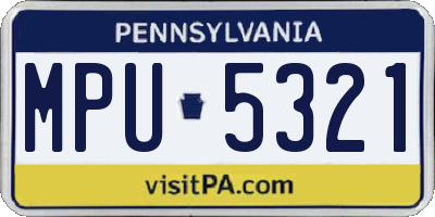 PA license plate MPU5321