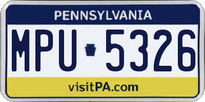 PA license plate MPU5326
