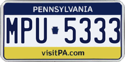 PA license plate MPU5333