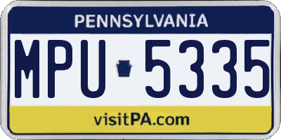 PA license plate MPU5335