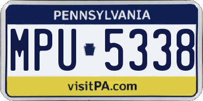 PA license plate MPU5338