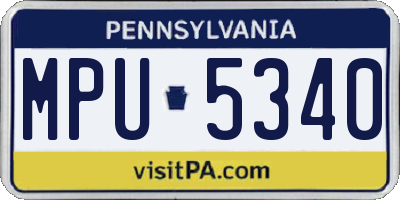 PA license plate MPU5340