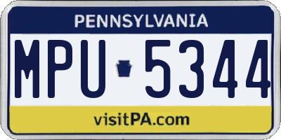 PA license plate MPU5344