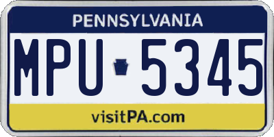 PA license plate MPU5345