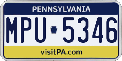 PA license plate MPU5346