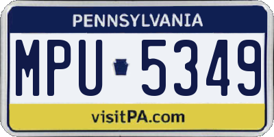 PA license plate MPU5349