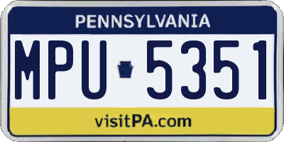 PA license plate MPU5351