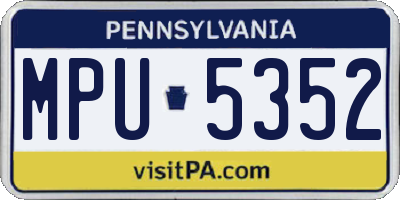 PA license plate MPU5352