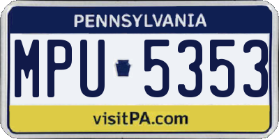 PA license plate MPU5353
