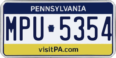 PA license plate MPU5354