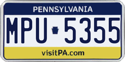 PA license plate MPU5355