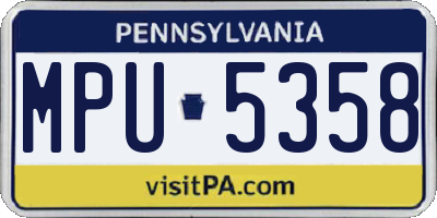 PA license plate MPU5358
