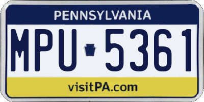 PA license plate MPU5361