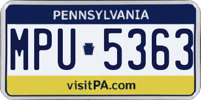 PA license plate MPU5363