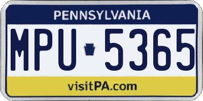 PA license plate MPU5365