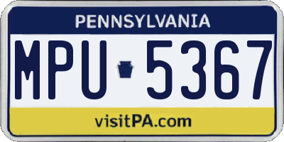 PA license plate MPU5367