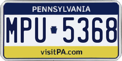 PA license plate MPU5368