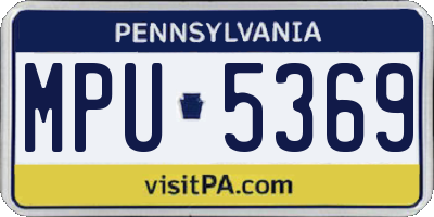 PA license plate MPU5369