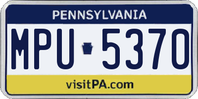 PA license plate MPU5370