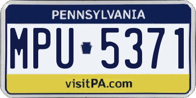 PA license plate MPU5371