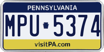 PA license plate MPU5374