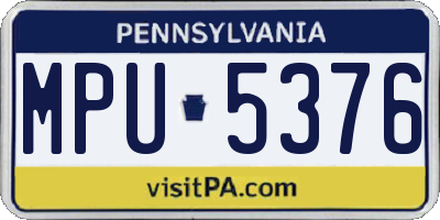 PA license plate MPU5376