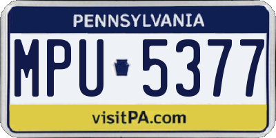 PA license plate MPU5377