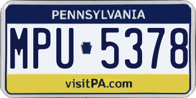 PA license plate MPU5378