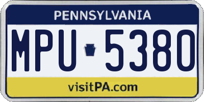 PA license plate MPU5380