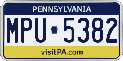 PA license plate MPU5382