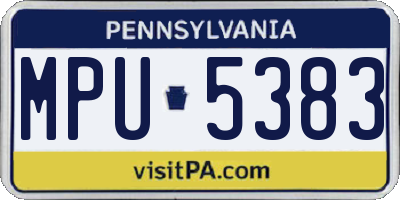 PA license plate MPU5383