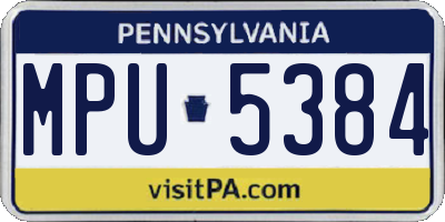PA license plate MPU5384
