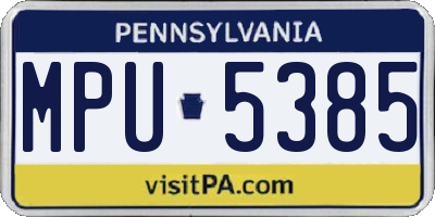 PA license plate MPU5385