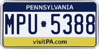 PA license plate MPU5388