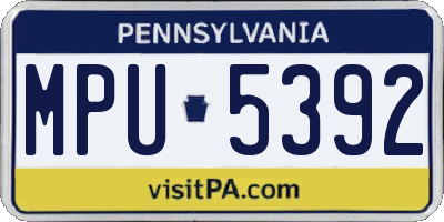 PA license plate MPU5392