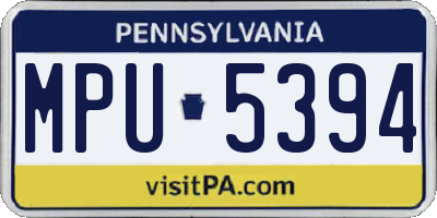 PA license plate MPU5394