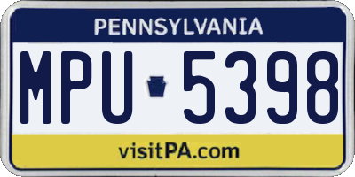 PA license plate MPU5398