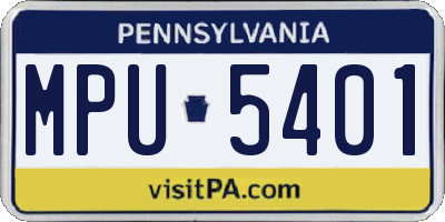 PA license plate MPU5401